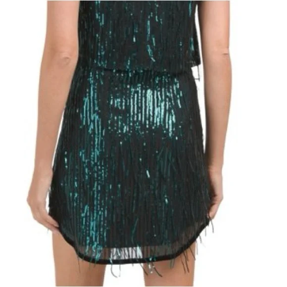 Avec Les Filles Sequins Fringe Size Small Mini Skirt - Picture 4 of 17